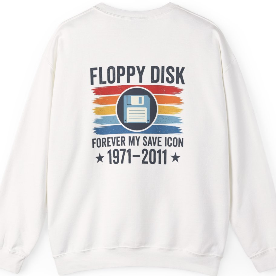 Floppy Disk Memorial Back Print Sweatshirt - White back