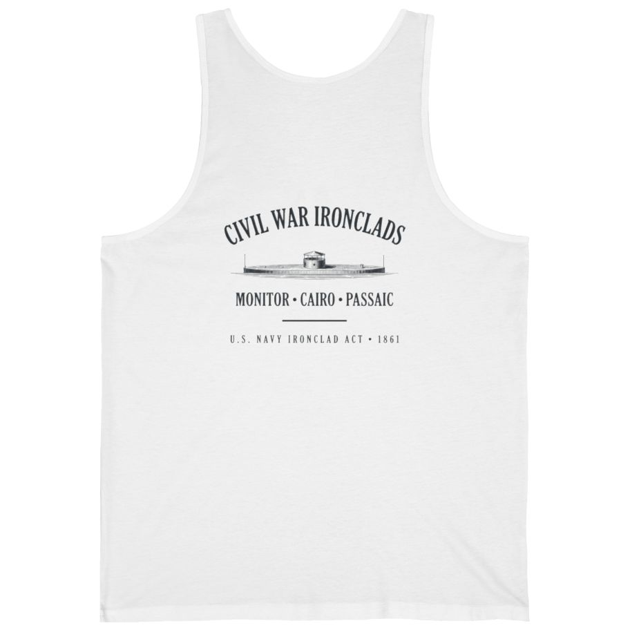 Civil War River Ironclads Back Print Tank Top - White back