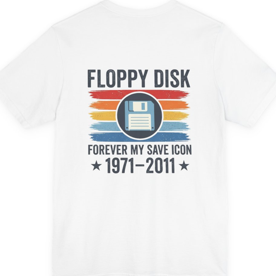 Floppy Disk Memorial Back Print Premium Tee - White back