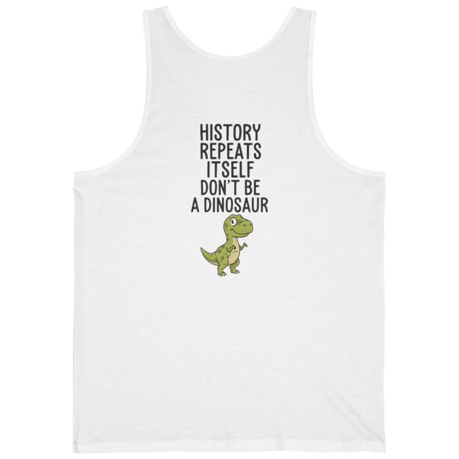 History Repeats Itself Back Print Tank Top - White back