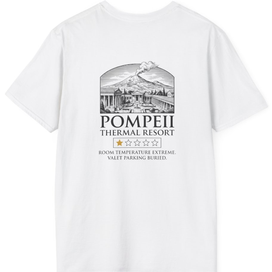 Pompeii Thermal Resort Back Print T-Shirt - White back