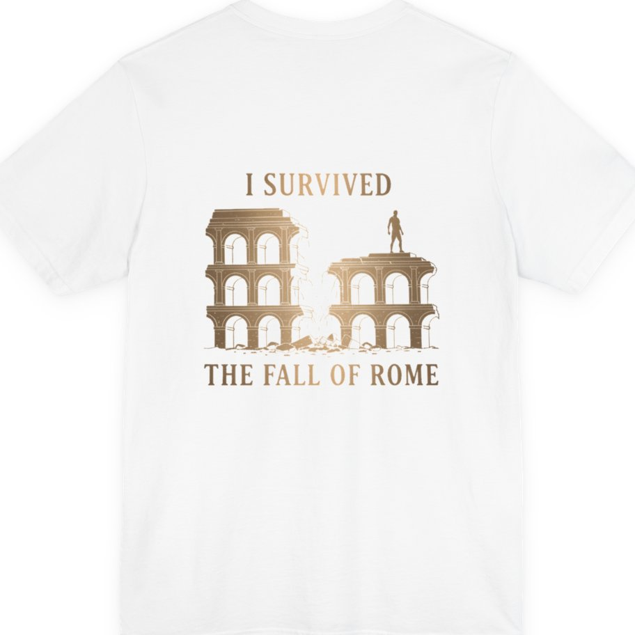 I Survived The Fall of Back Print Premium Tee - White back