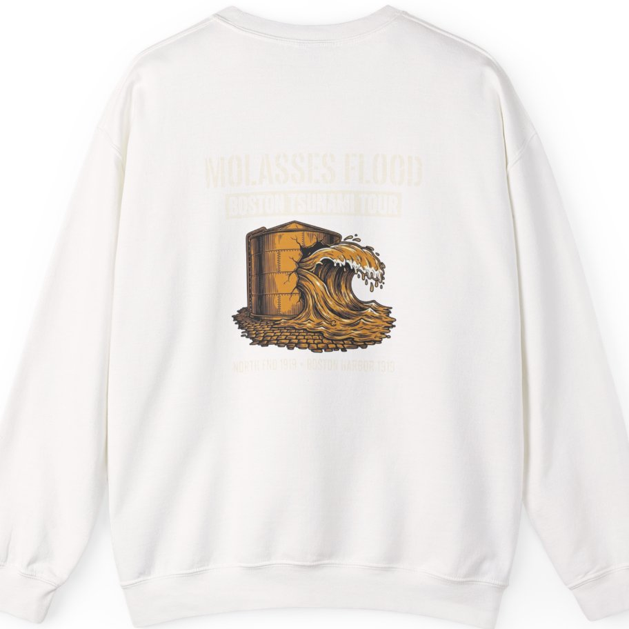 Boston Molasses Flood Tour Back Print Sweatshirt - White back