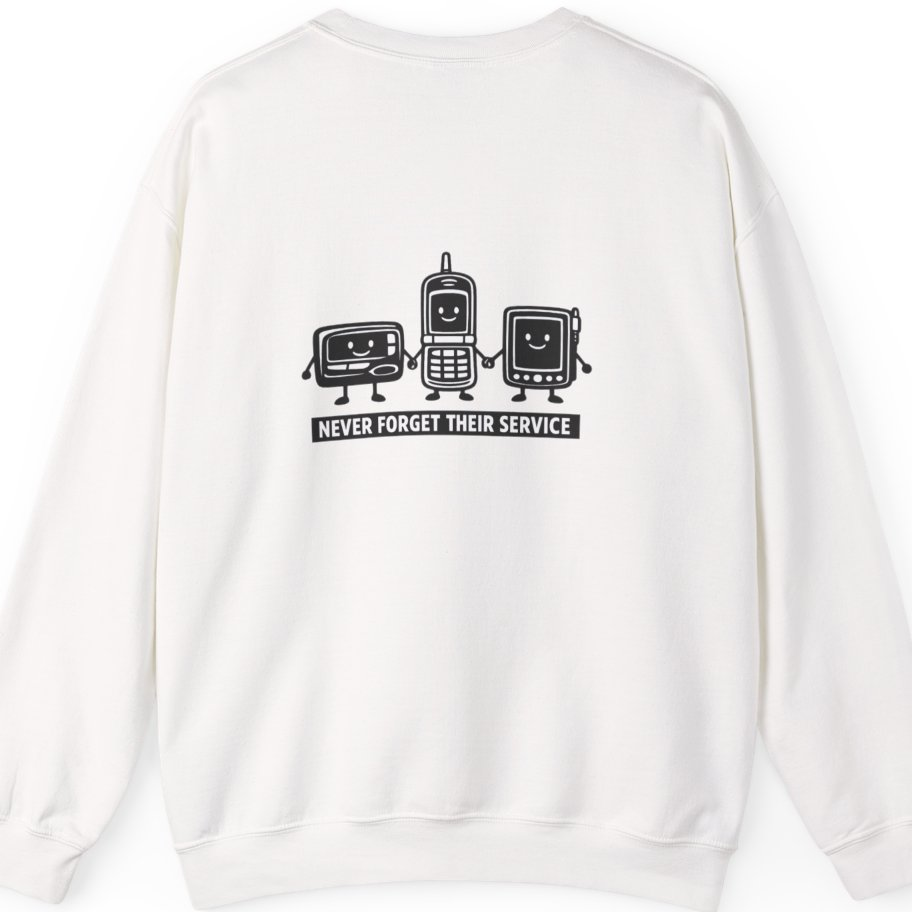 Never Forget Their Service Obsolete Back Print Sweatshirt - White back