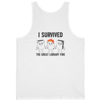 I Survived The Great Library Back Print Tank Top - White back