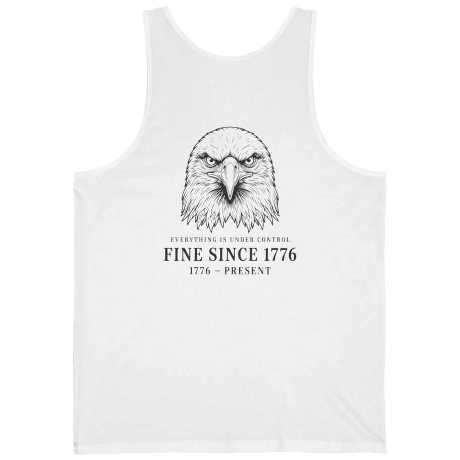 Stressed Eagle Fine Since Back Print Tank Top - White back