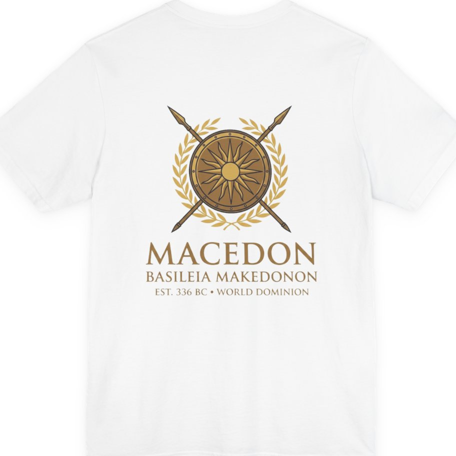 Macedonian Empire Crest Back Print Premium Tee - White back