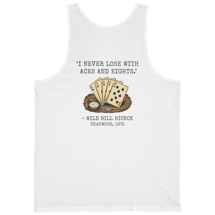 Dead Mans Hand Poker Back Print Tank Top - White back