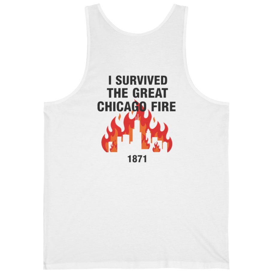 Great Chicago Fire Classic Back Print Tank Top - White back