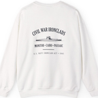 Civil War River Ironclads Back Print Sweatshirt - White back