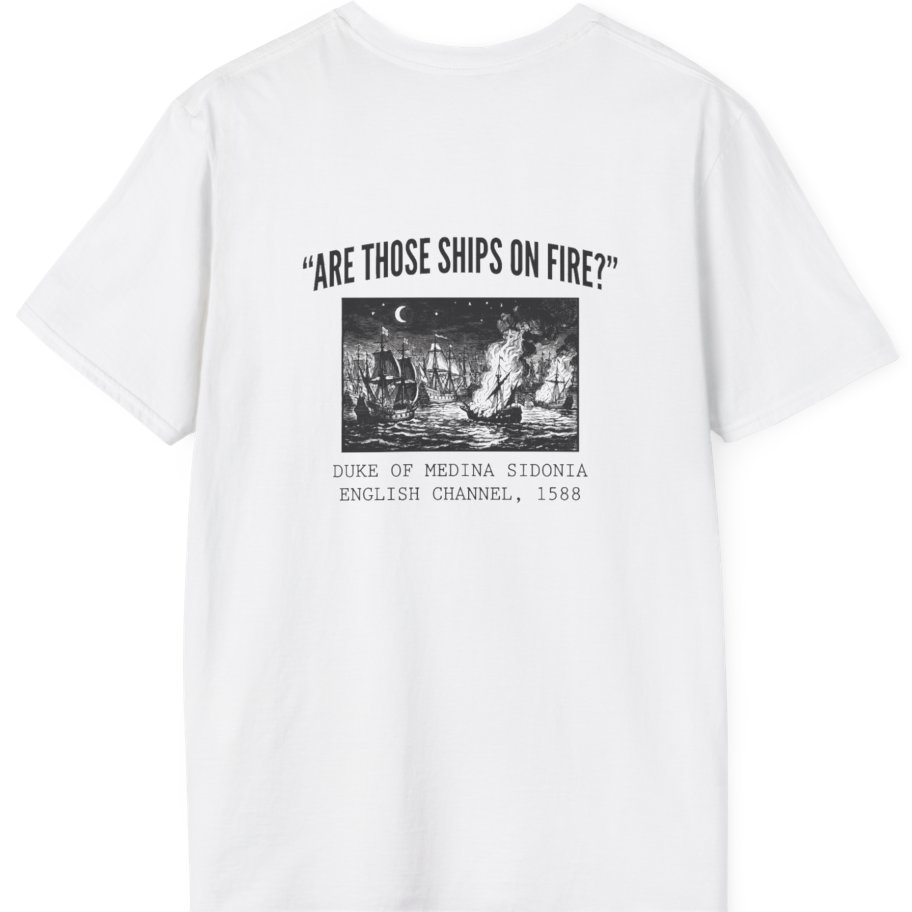 Spanish Armada Fire Ships Back Print T-Shirt - White back
