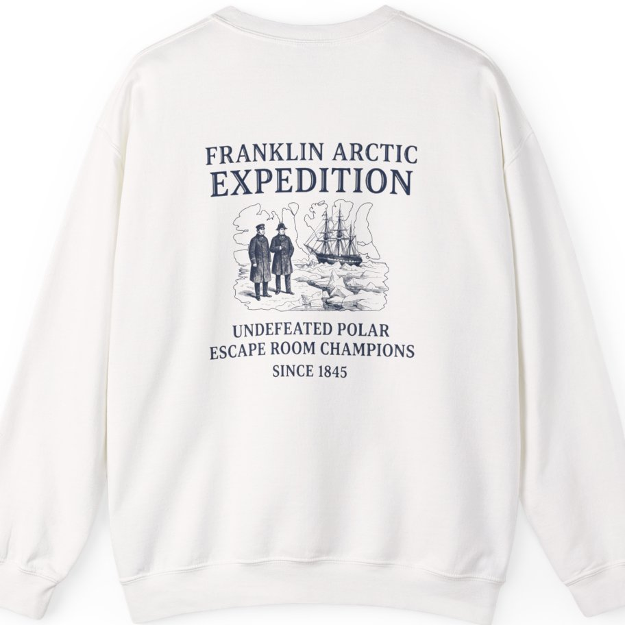 Franklin Arctic Expedition Escape Room Back Print Sweatshirt - White back