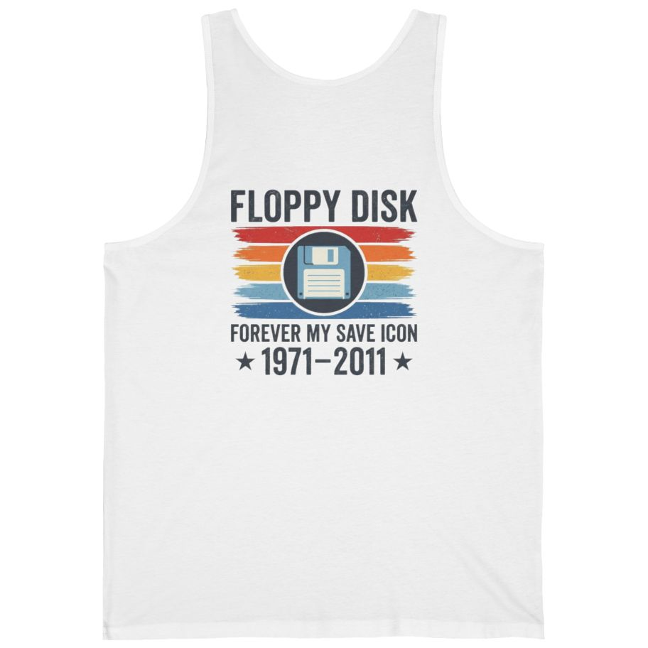 Floppy Disk Memorial Back Print Tank Top - White back
