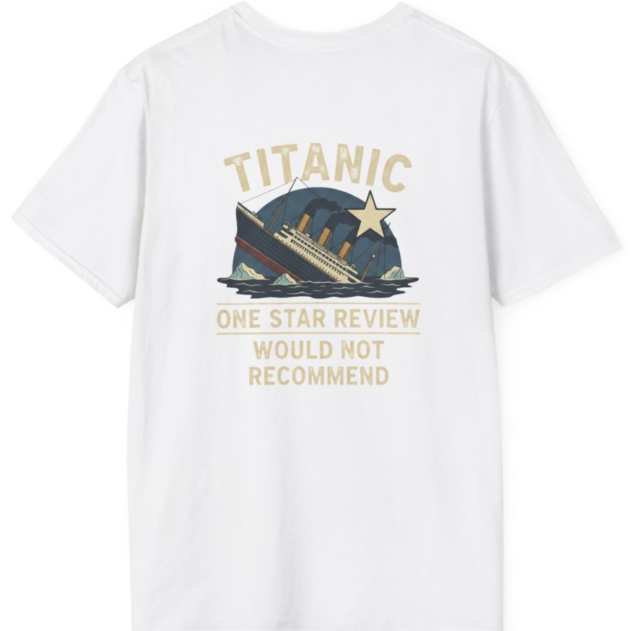 Titanic One Star Review Back Print T-Shirt - White back