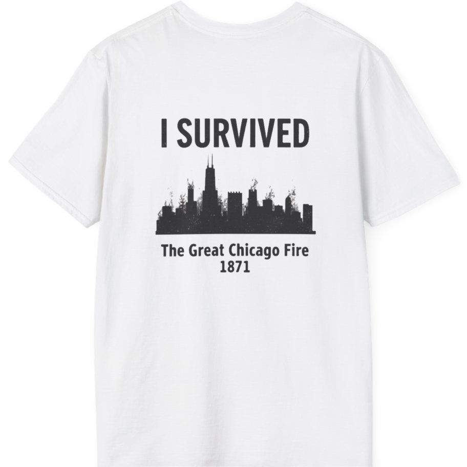 I Survived The Great Chicago Back Print T-Shirt - White back