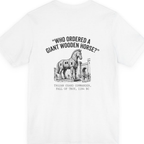 Trojan Horse Deadpan Satire Back Print Premium Tee - White back