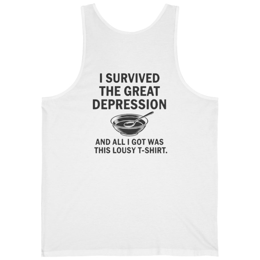 Great Depression Back Print Tank Top - White back
