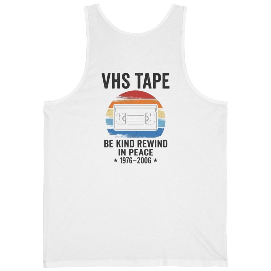 Vhs Tape Memorial Back Print Tank Top - White back