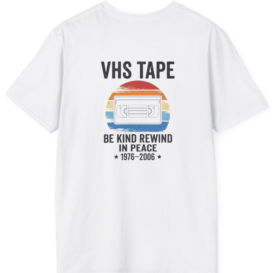 Vhs Tape Memorial Back Print T-Shirt - White back