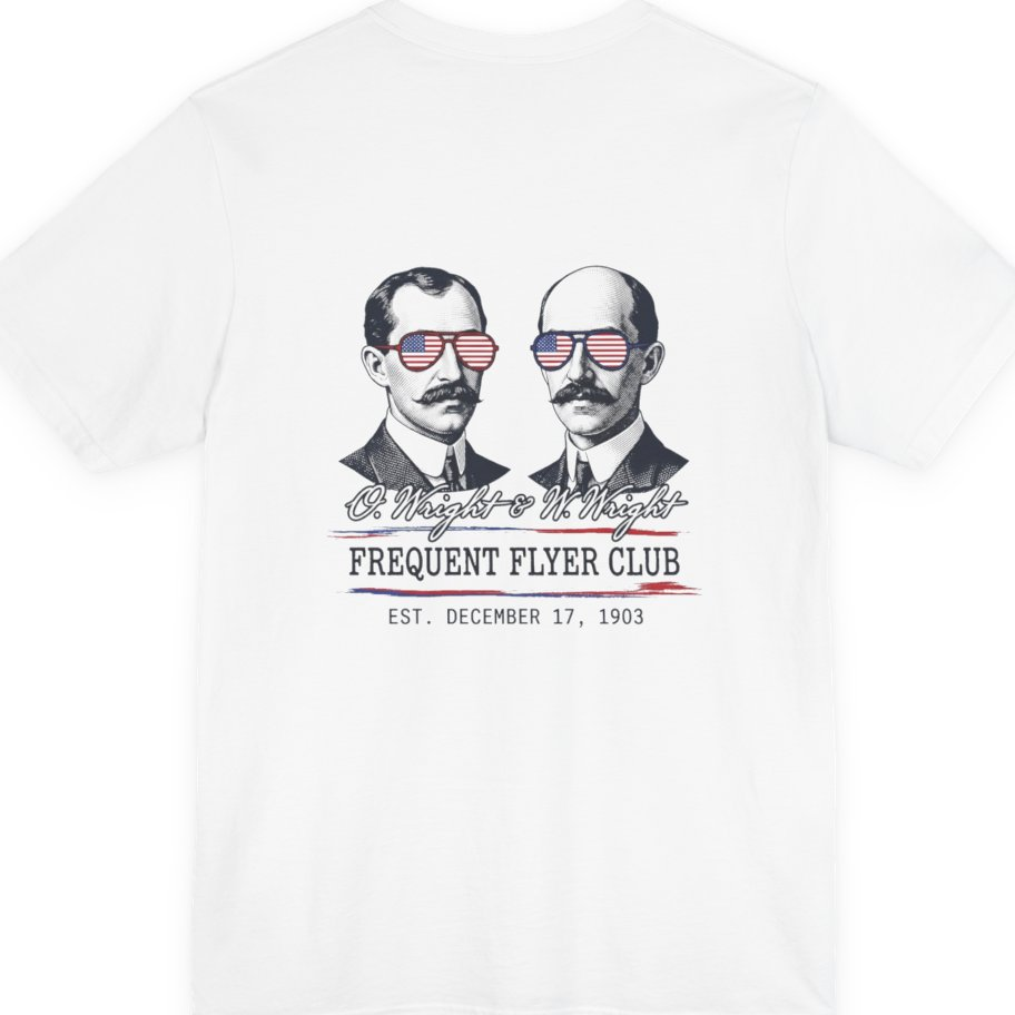 Wright Brothers Frequent Flyer Back Print Premium Tee - White back