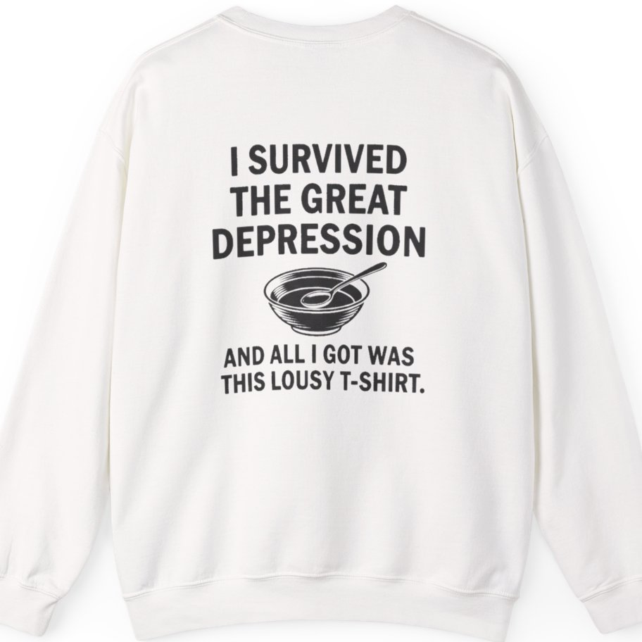 Great Depression Back Print Sweatshirt - White back
