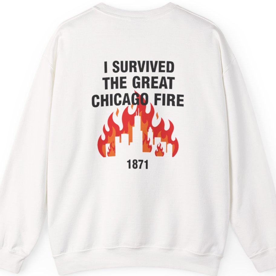 Great Chicago Fire Classic Back Print Sweatshirt - White back