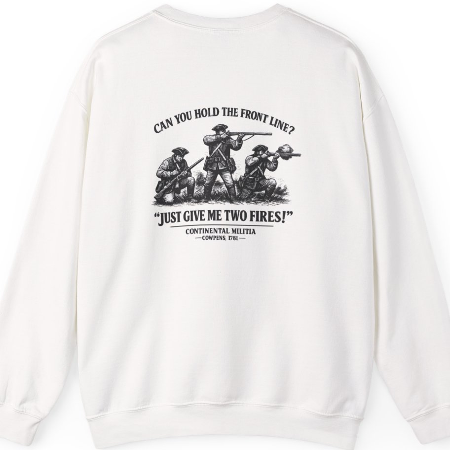 Continental Militia Two Fires Cowpens Back Print Sweatshirt - White back