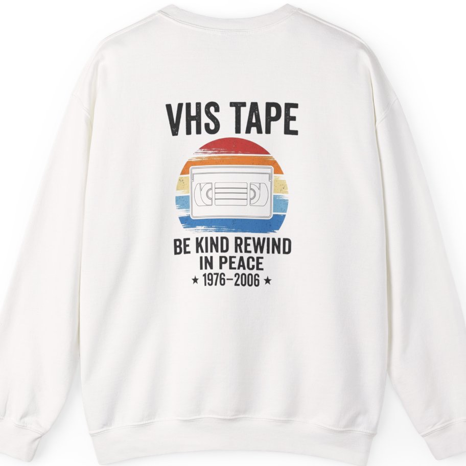 Vhs Tape Memorial Back Print Sweatshirt - White back