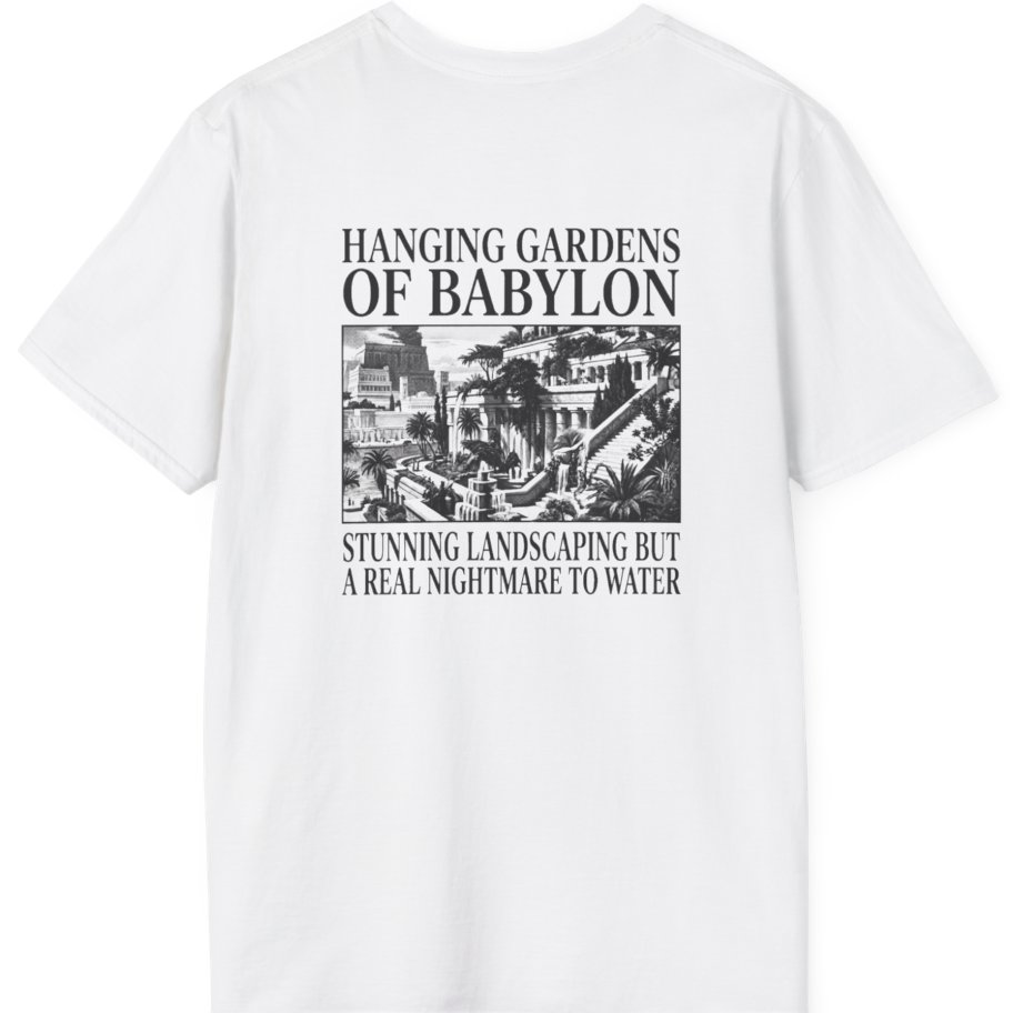 Hanging Gardens Landscaping Back Print T-Shirt - White back