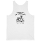 Trojan Horse Deadpan Satire Back Print Tank Top - White back