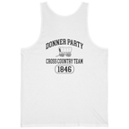 Donner Party Cross Country Team Back Print Tank Top - White back