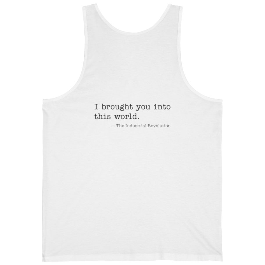 Industrial Revolution Quote Back Print Tank Top - White back