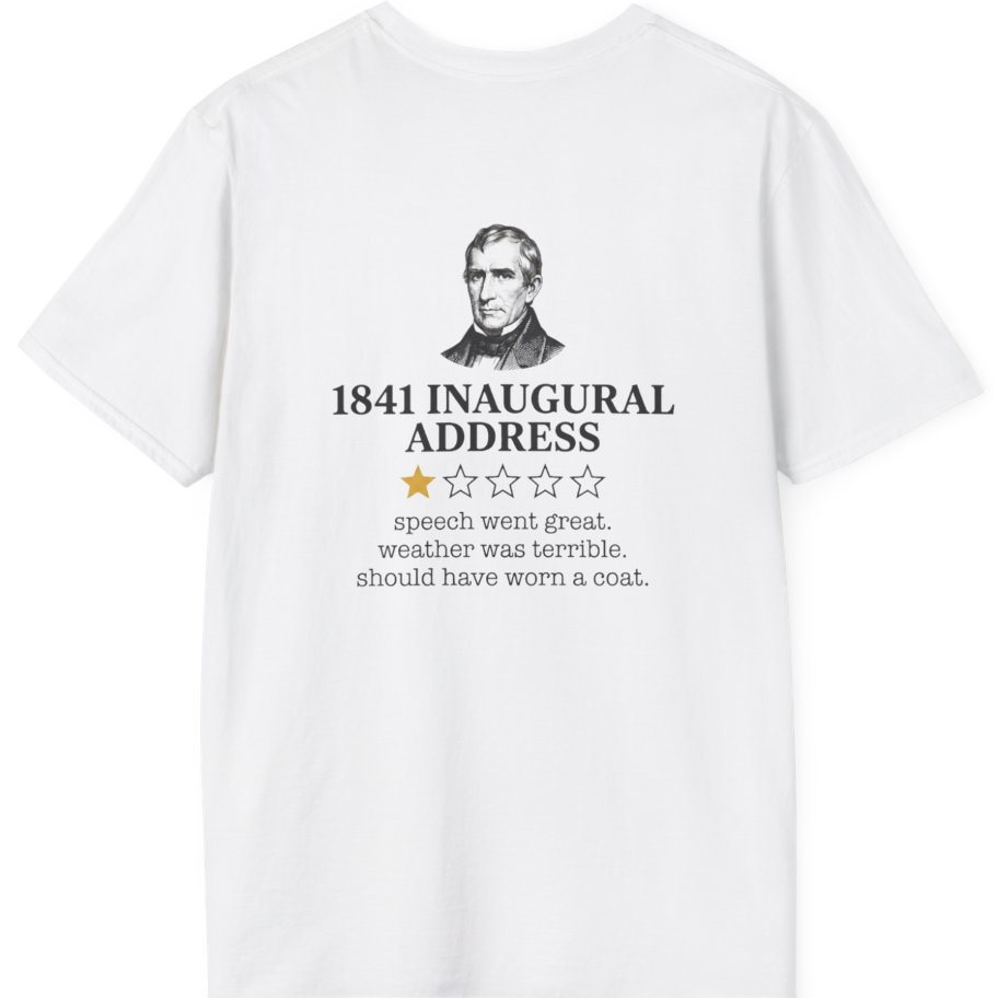 Inaugural Address Review Back Print T-Shirt - White back