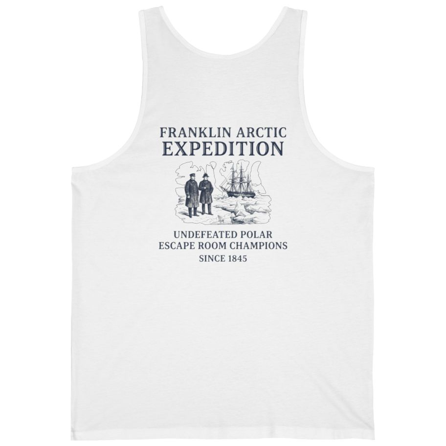 Franklin Arctic Expedition Escape Room Back Print Tank Top - White back