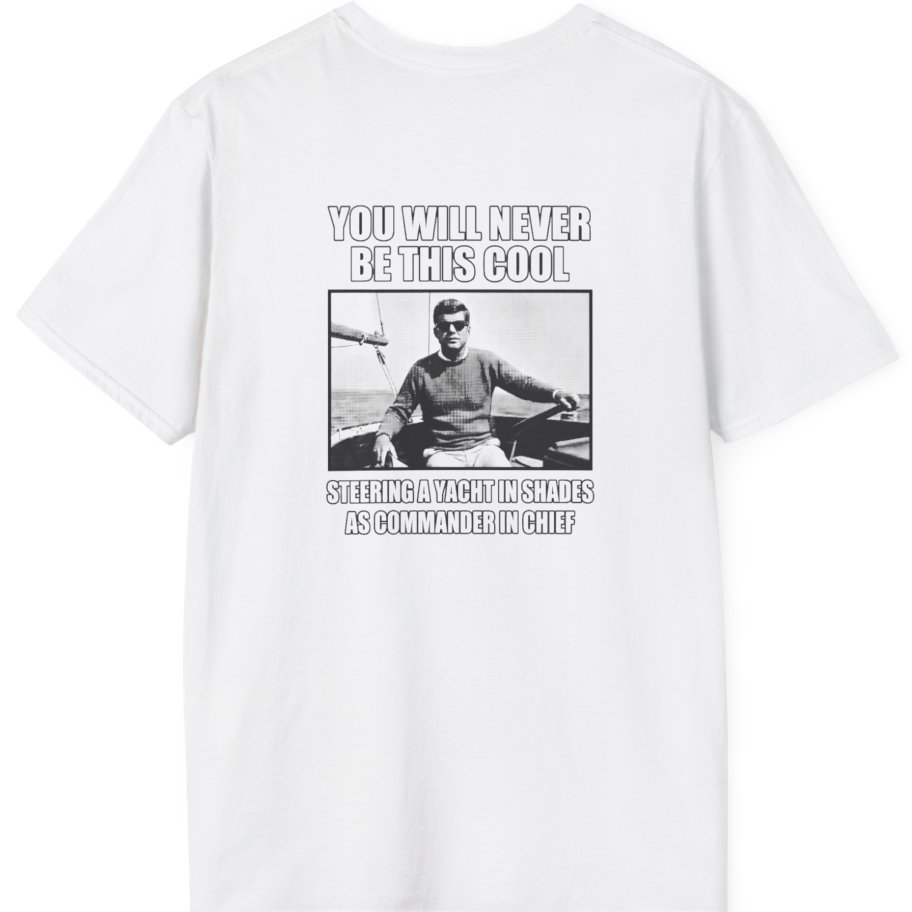 Jfk Yacht Sunglasses Flex Back Print T-Shirt - White back