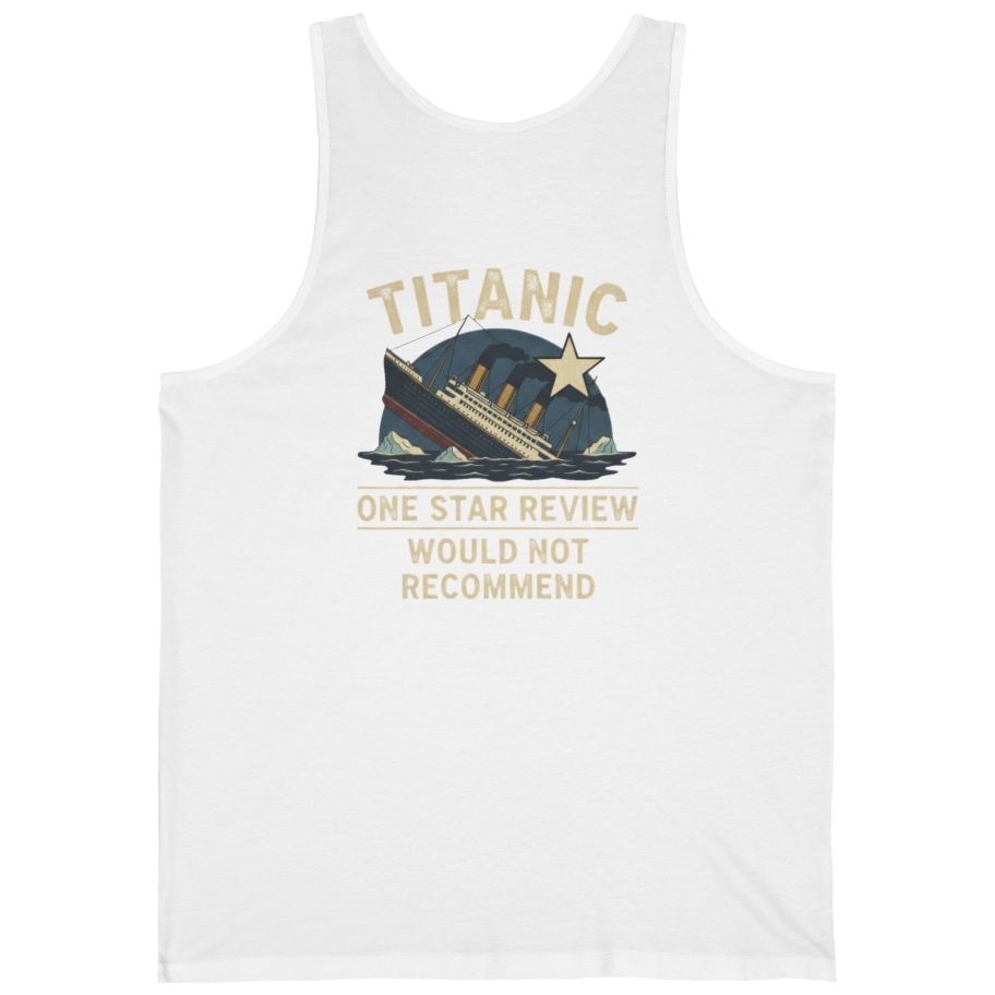 Titanic One Star Review Back Print Tank Top - White back
