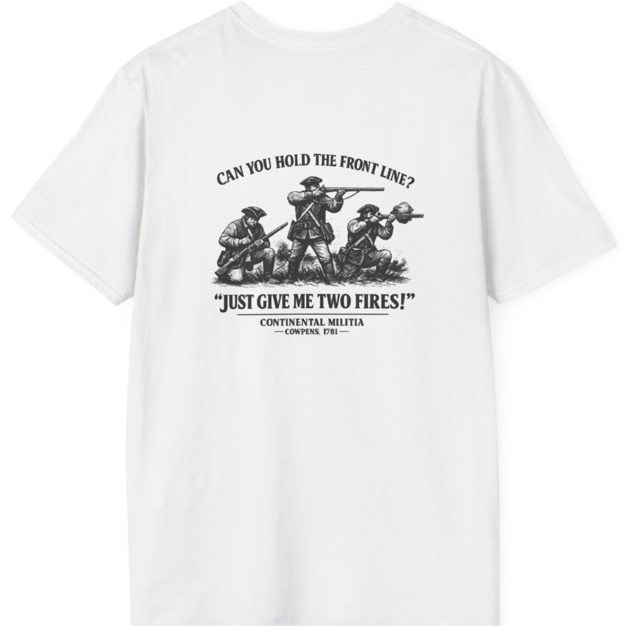 Continental Militia Two Fires Cowpens Back Print T-Shirt - White back