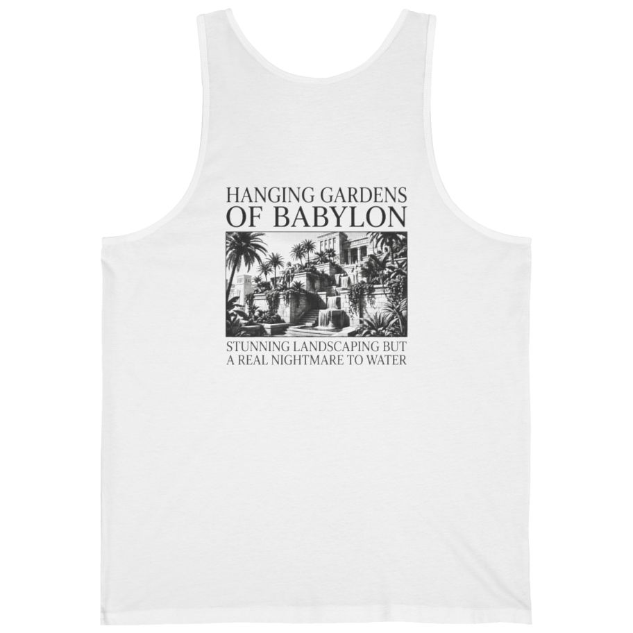 Hanging Gardens Landscaping Back Print Tank Top - White back