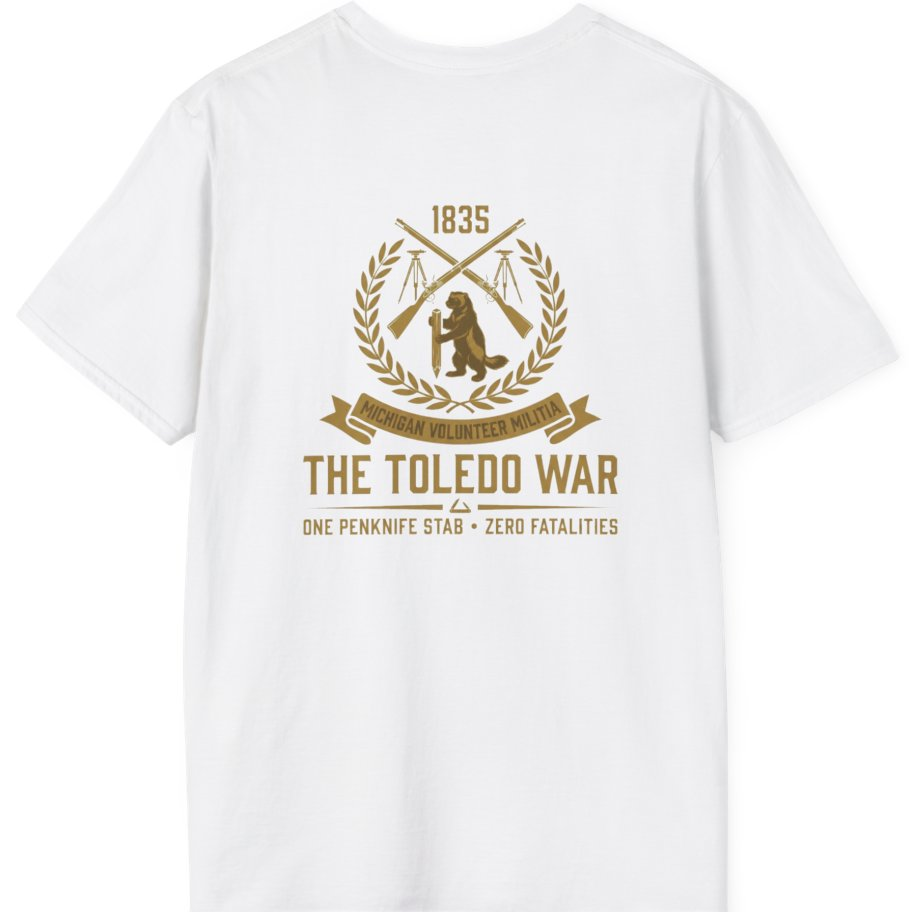 The Toledo War Michigan Volunteer Back Print T-Shirt - White back