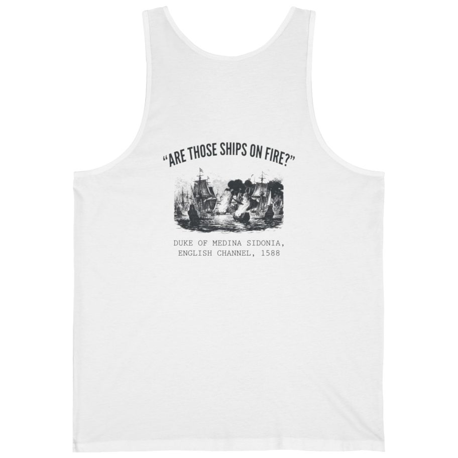 Spanish Armada Fire Ships Back Print Tank Top - White back