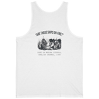Spanish Armada Fire Ships Back Print Tank Top - White back