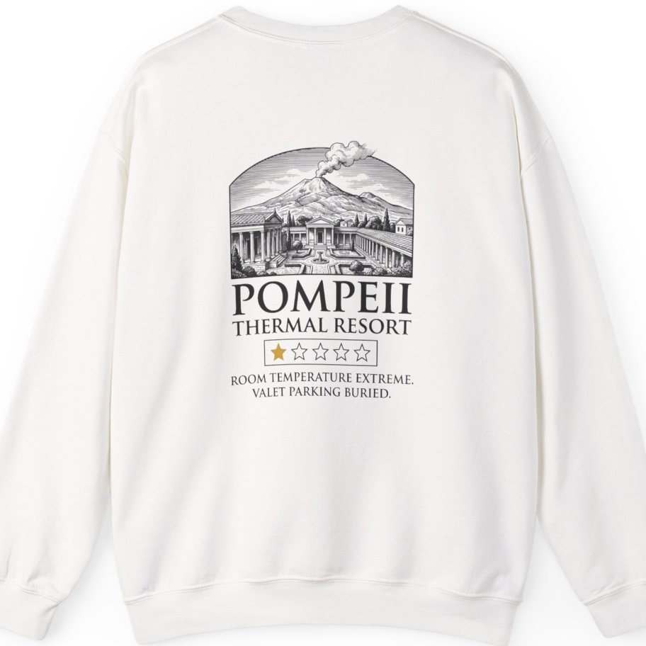 Pompeii Thermal Resort Back Print Sweatshirt - White back
