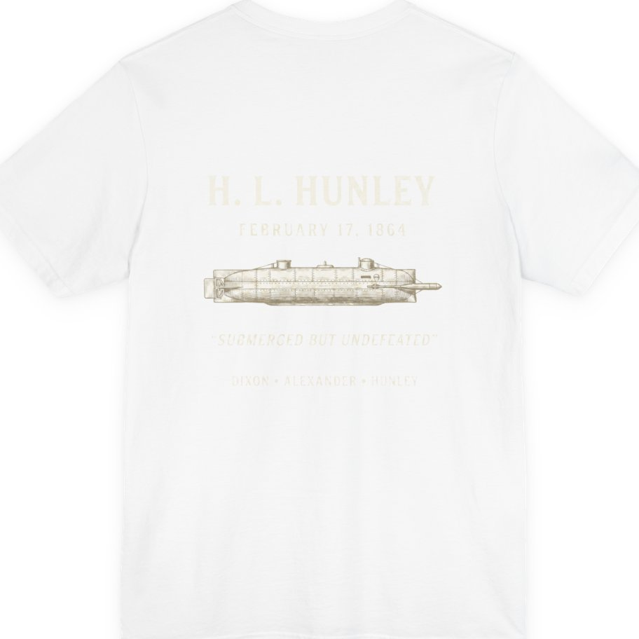 Css Hunley Submarine Memorial Back Print Premium Tee - White back