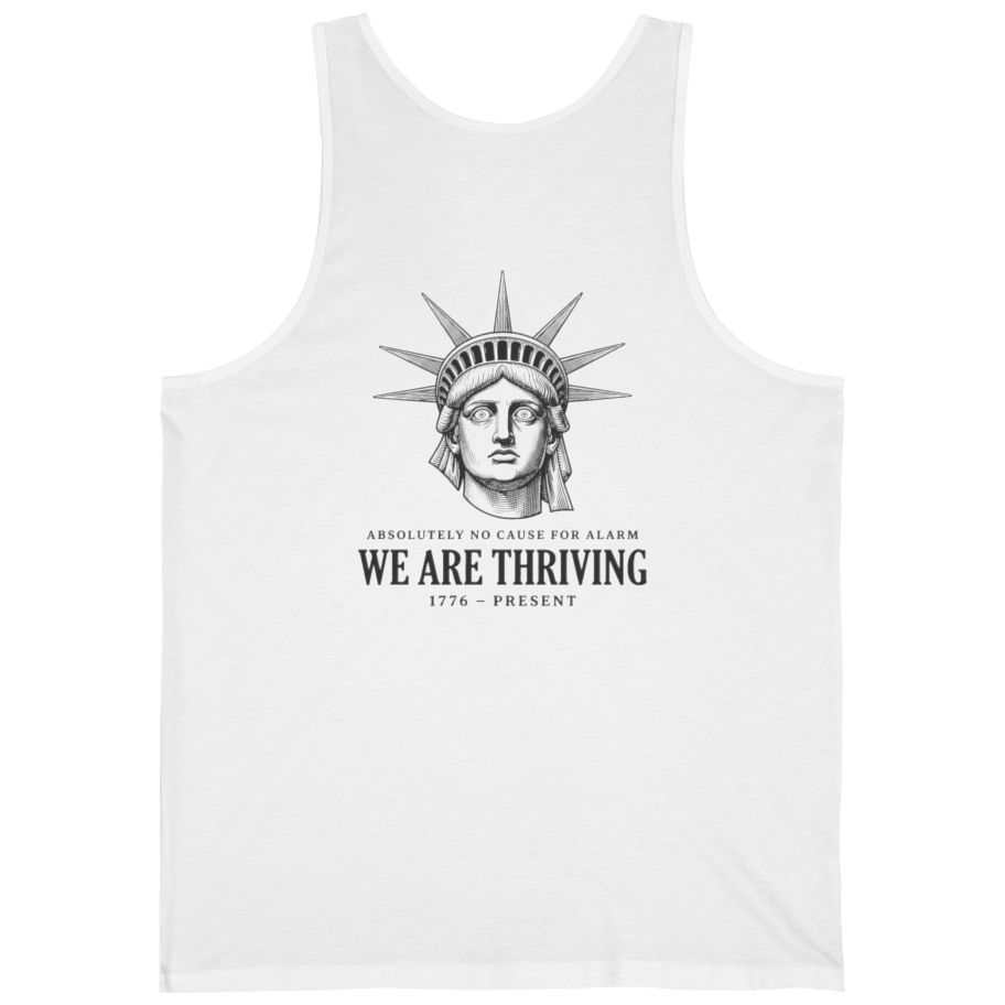 Lady Liberty We Are Thriving Back Print Tank Top - White back