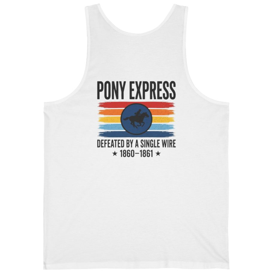 Pony Express Memorial Back Print Tank Top - White back