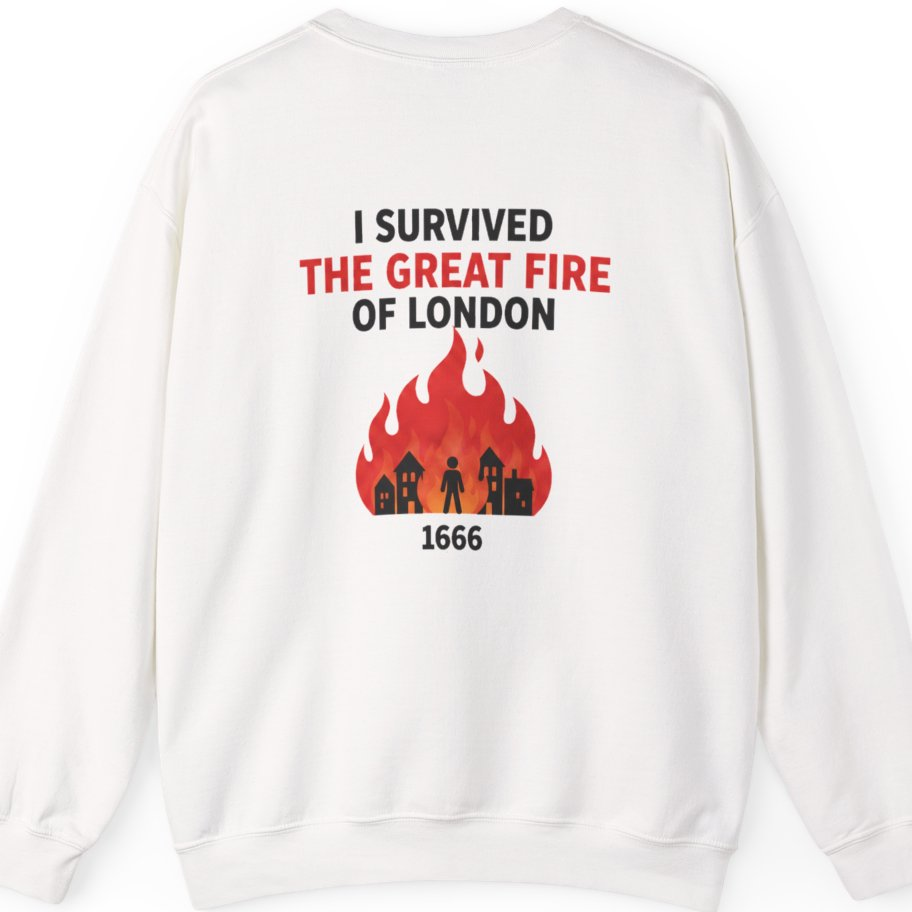 I Survived The Great Fire Back Print Sweatshirt - White back