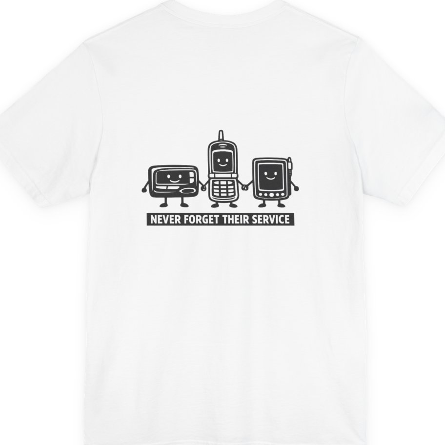 Never Forget Their Service Obsolete Back Print Premium Tee - White back