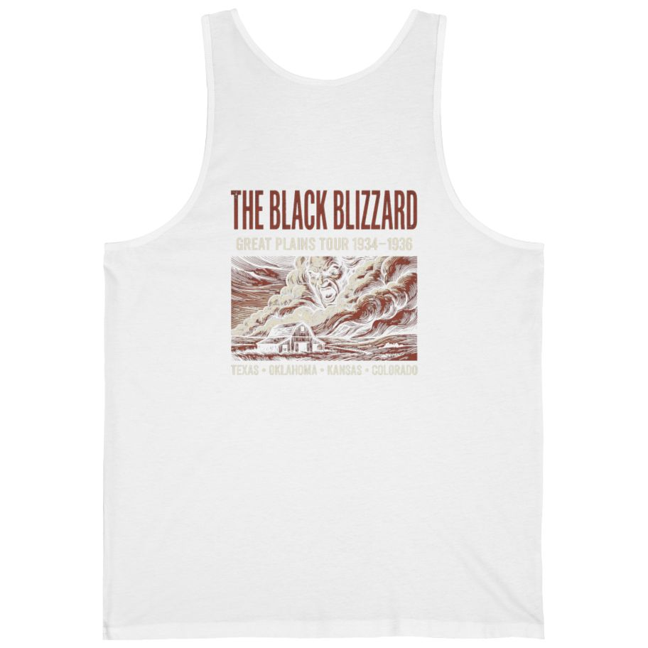 Black Blizzard Dust Tour Back Print Tank Top - White back