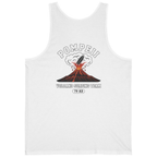 Pompeii Volcano Surfing Team Back Print Tank Top - White back