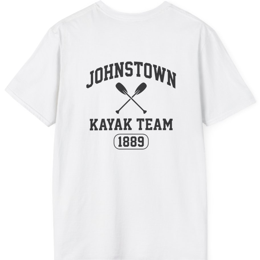 Johnstown Kayak Team Back Print T-Shirt - White back